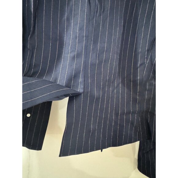 Choosy Womens Navy Pinstripe Blazer Size 12 With Gold Button Accents - Picture 7 of 8
